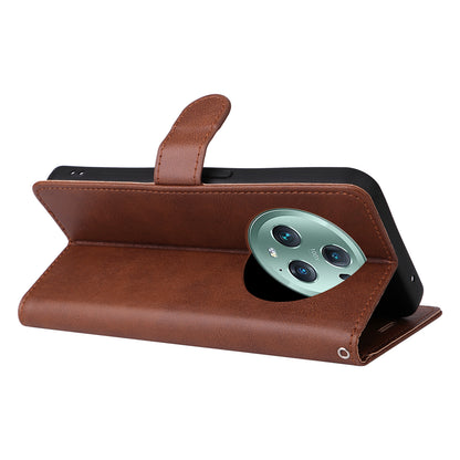 KT Leather Series-2 Stand Cover for Honor Magic5 Pro PU Leather Solid Color Wallet Phone Case