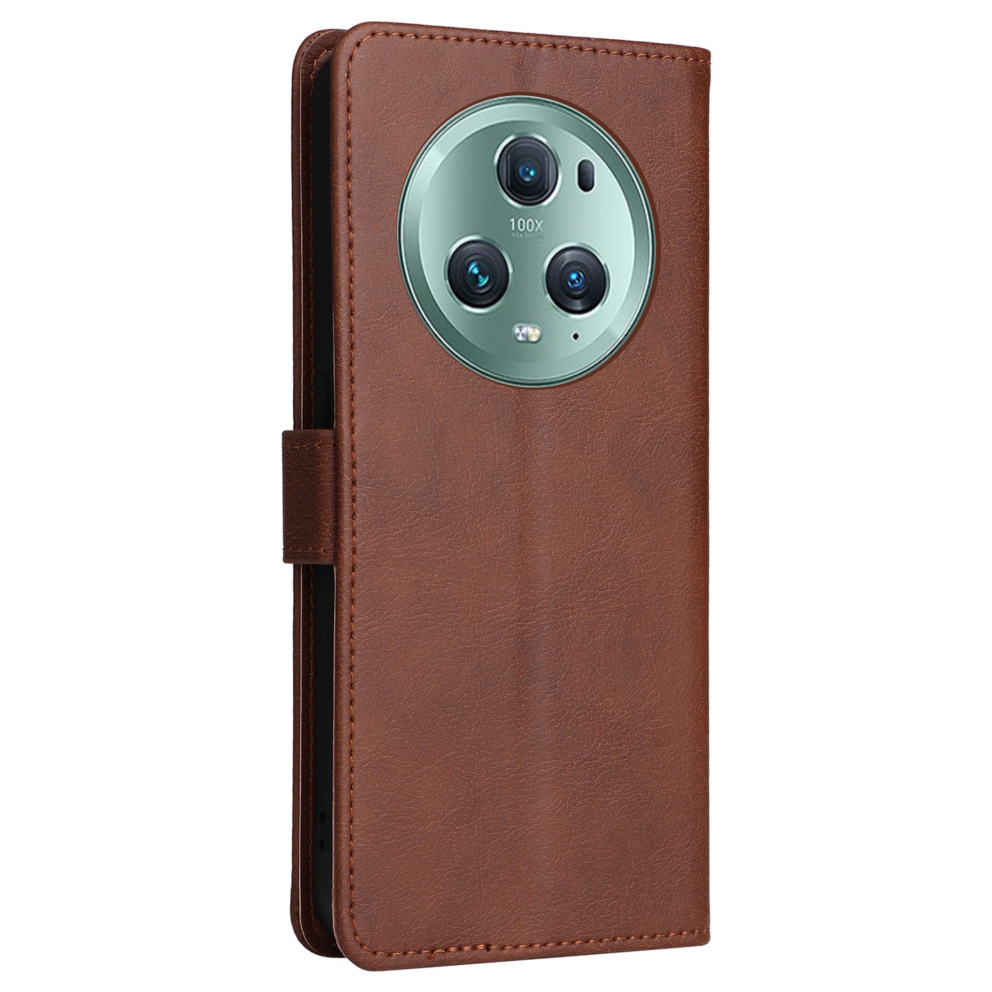 KT Leather Series-2 Stand Cover for Honor Magic5 Pro PU Leather Solid Color Wallet Phone Case