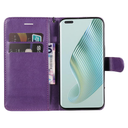 KT Leather Series-2 Stand Cover for Honor Magic5 Pro PU Leather Solid Color Wallet Phone Case