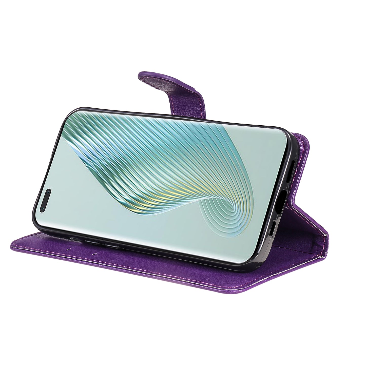 KT Leather Series-2 Stand Cover for Honor Magic5 Pro PU Leather Solid Color Wallet Phone Case