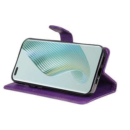 KT Leather Series-2 Stand Cover for Honor Magic5 Pro PU Leather Solid Color Wallet Phone Case