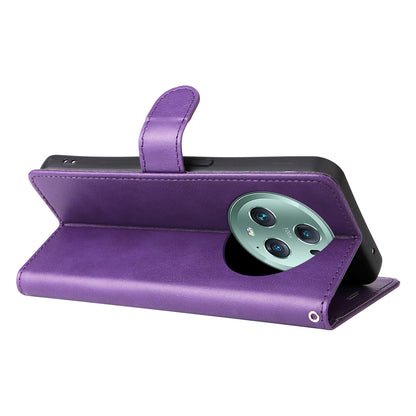 KT Leather Series-2 Stand Cover for Honor Magic5 Pro PU Leather Solid Color Wallet Phone Case