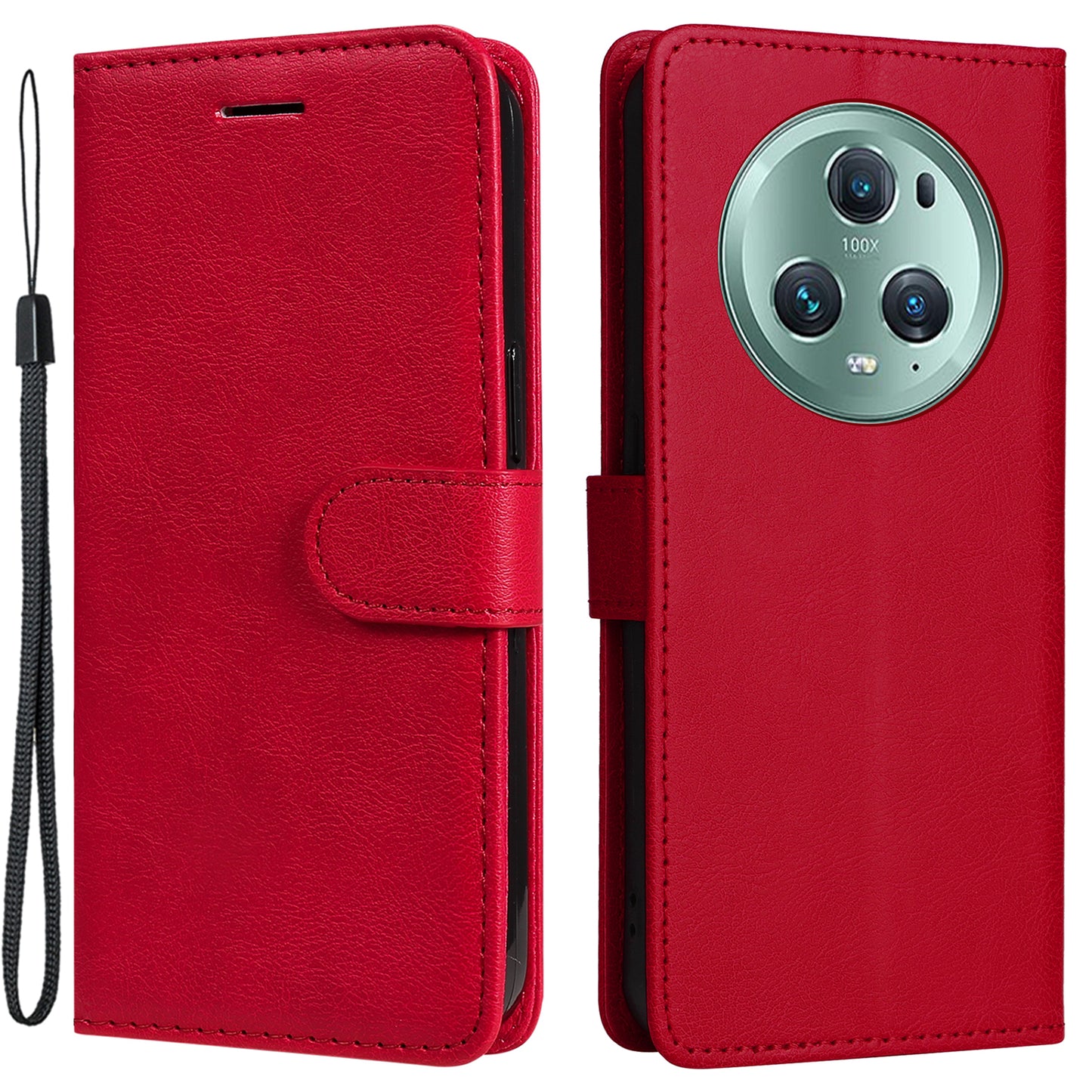 KT Leather Series-2 Stand Cover for Honor Magic5 Pro PU Leather Solid Color Wallet Phone Case