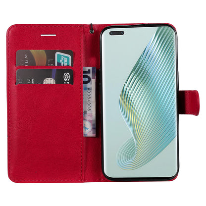 KT Leather Series-2 Stand Cover for Honor Magic5 Pro PU Leather Solid Color Wallet Phone Case