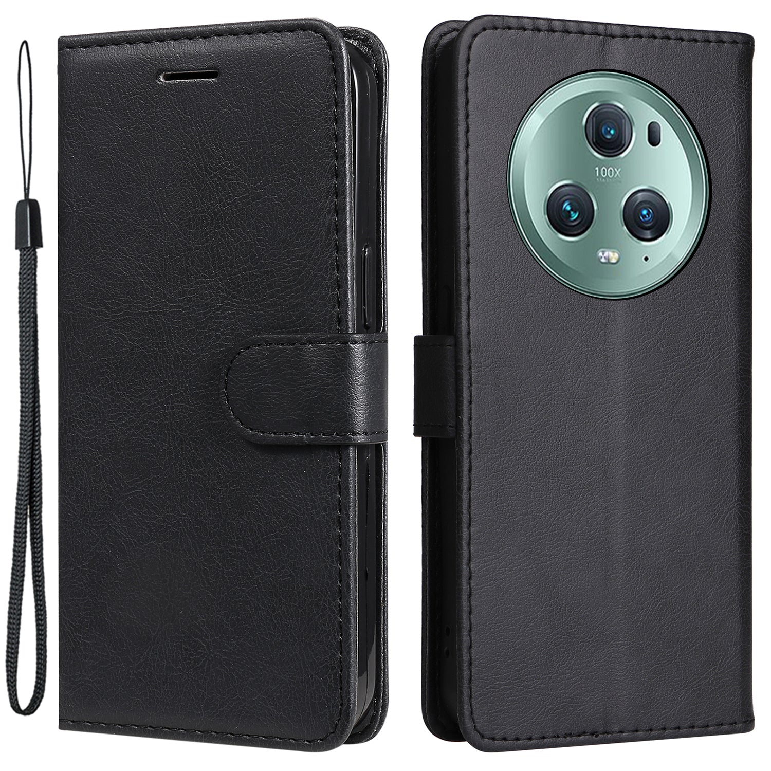 KT Leather Series-2 Stand Cover for Honor Magic5 Pro PU Leather Solid Color Wallet Phone Case