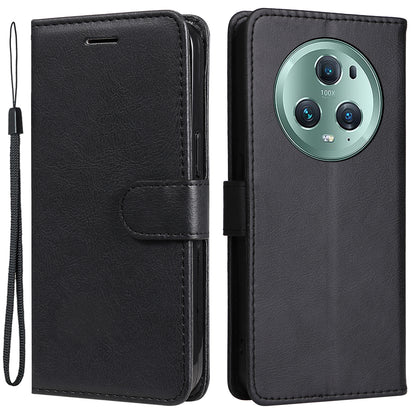 KT Leather Series-2 Stand Cover for Honor Magic5 Pro PU Leather Solid Color Wallet Phone Case