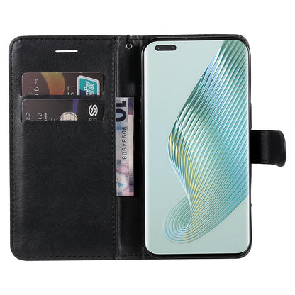 KT Leather Series-2 Stand Cover for Honor Magic5 Pro PU Leather Solid Color Wallet Phone Case