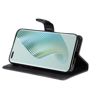 KT Leather Series-2 Stand Cover for Honor Magic5 Pro PU Leather Solid Color Wallet Phone Case