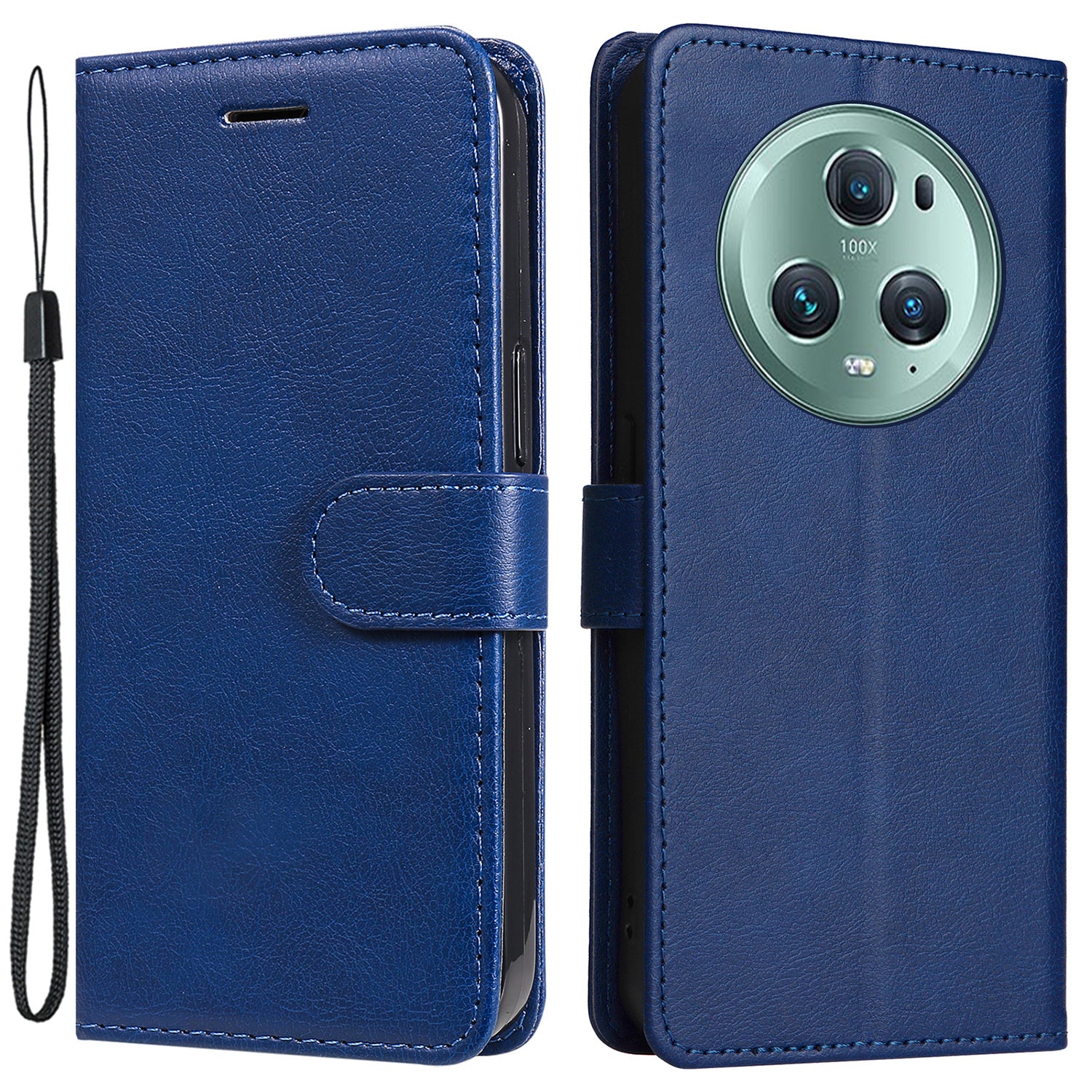 KT Leather Series-2 Stand Cover for Honor Magic5 Pro PU Leather Solid Color Wallet Phone Case