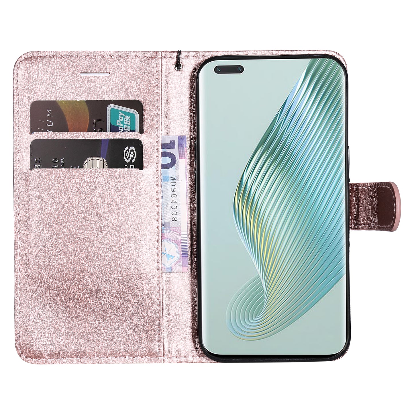 KT Leather Series-2 Stand Cover for Honor Magic5 Pro PU Leather Solid Color Wallet Phone Case