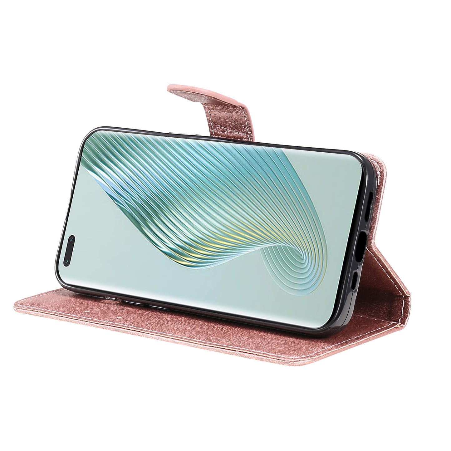 KT Leather Series-2 Stand Cover for Honor Magic5 Pro PU Leather Solid Color Wallet Phone Case