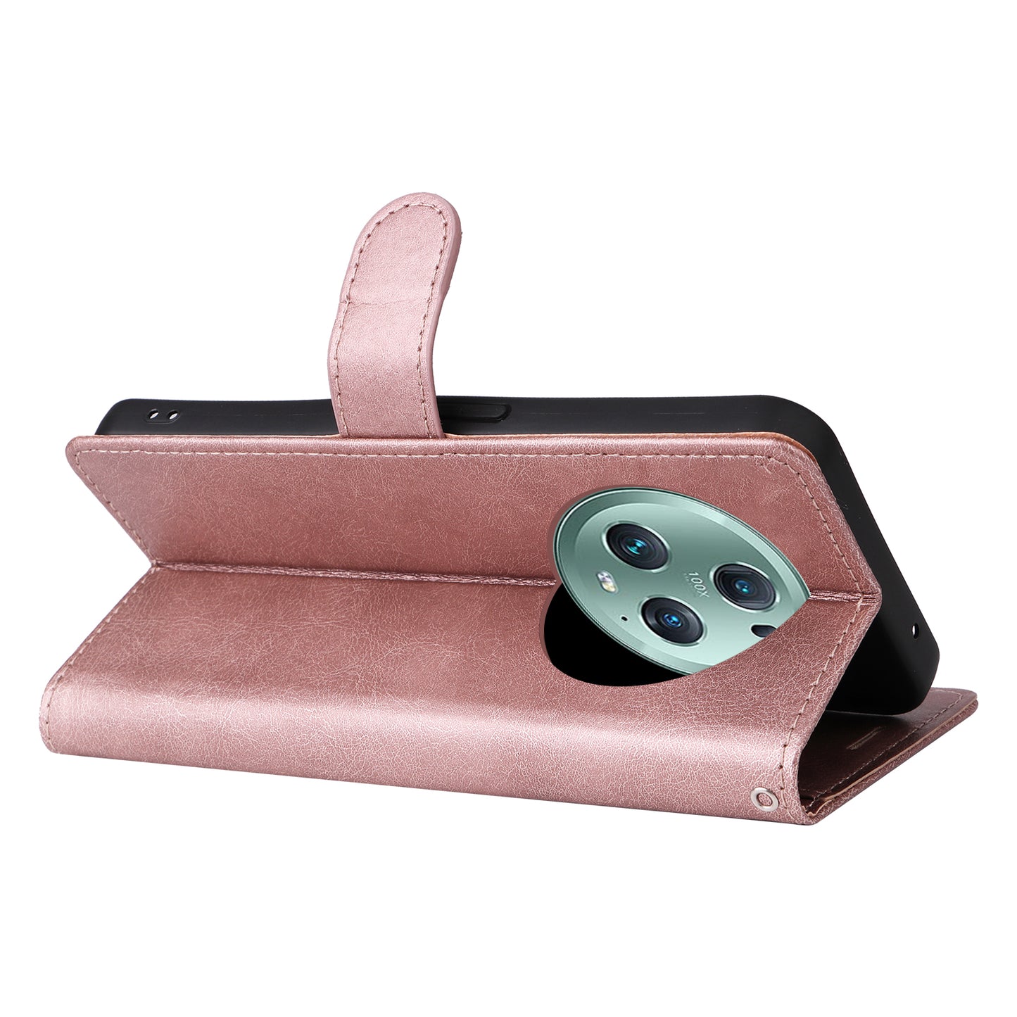 KT Leather Series-2 Stand Cover for Honor Magic5 Pro PU Leather Solid Color Wallet Phone Case