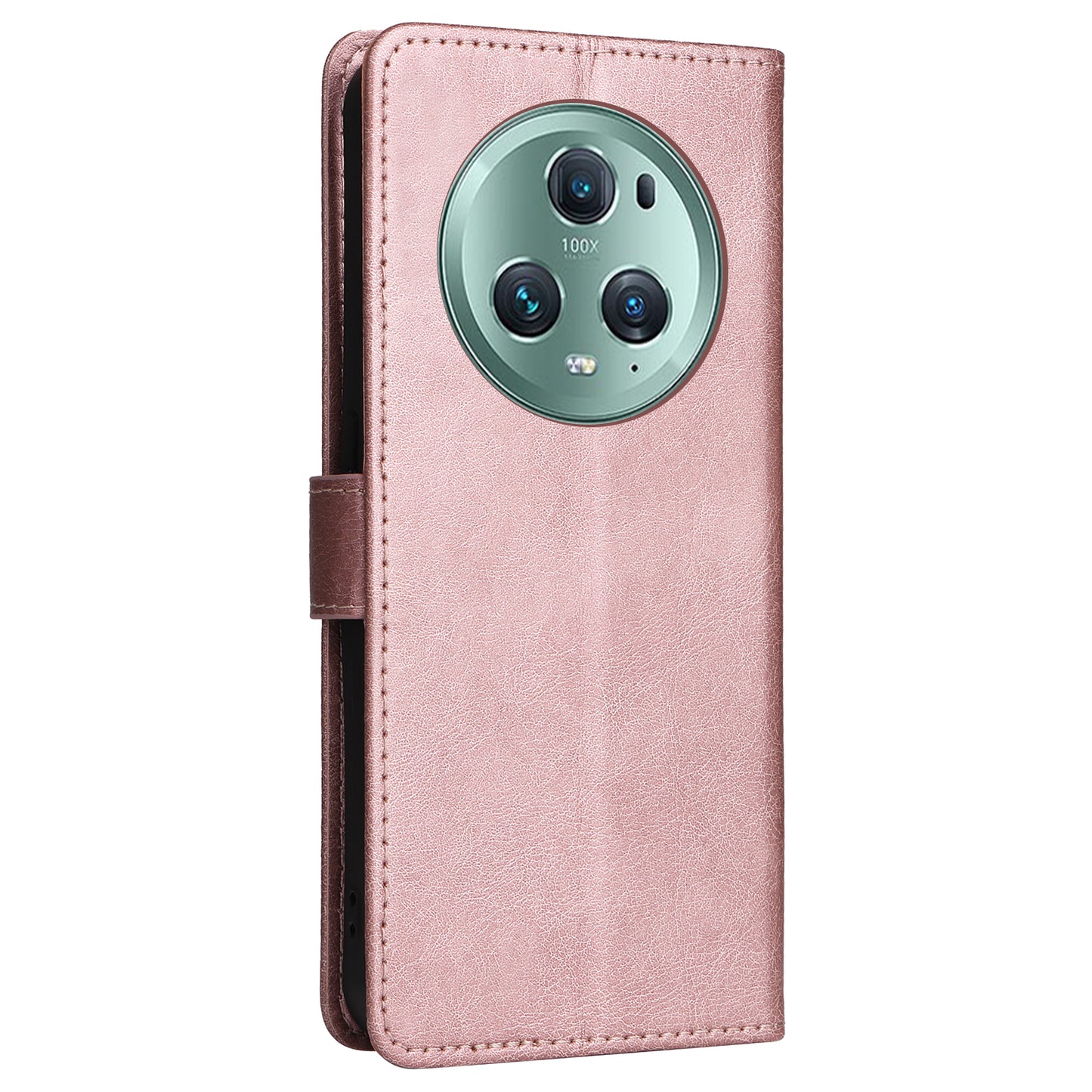 KT Leather Series-2 Stand Cover for Honor Magic5 Pro PU Leather Solid Color Wallet Phone Case