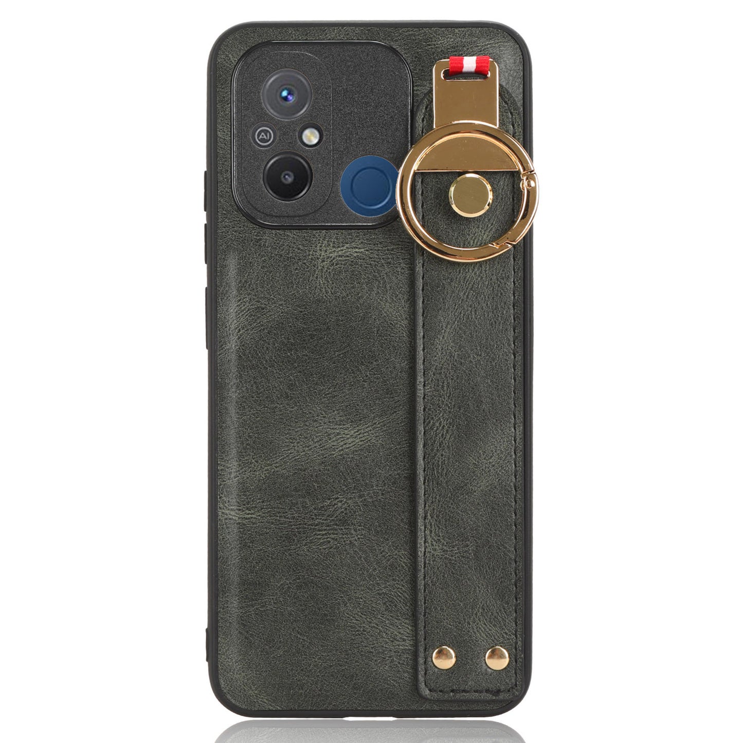 For Xiaomi Redmi 12C 4G / Poco C55 4G Wristband Kickstand Cover PU Leather Coated PC+TPU Phone Case with Neck Strap