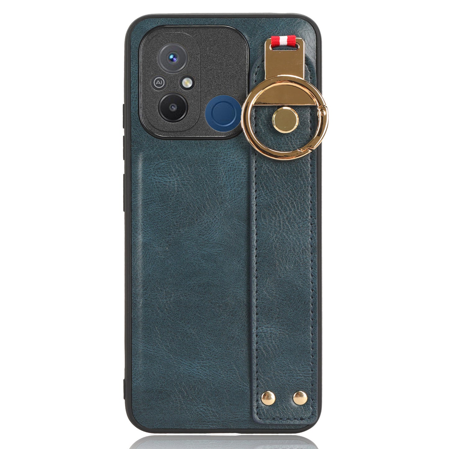 For Xiaomi Redmi 12C 4G / Poco C55 4G Wristband Kickstand Cover PU Leather Coated PC+TPU Phone Case with Neck Strap