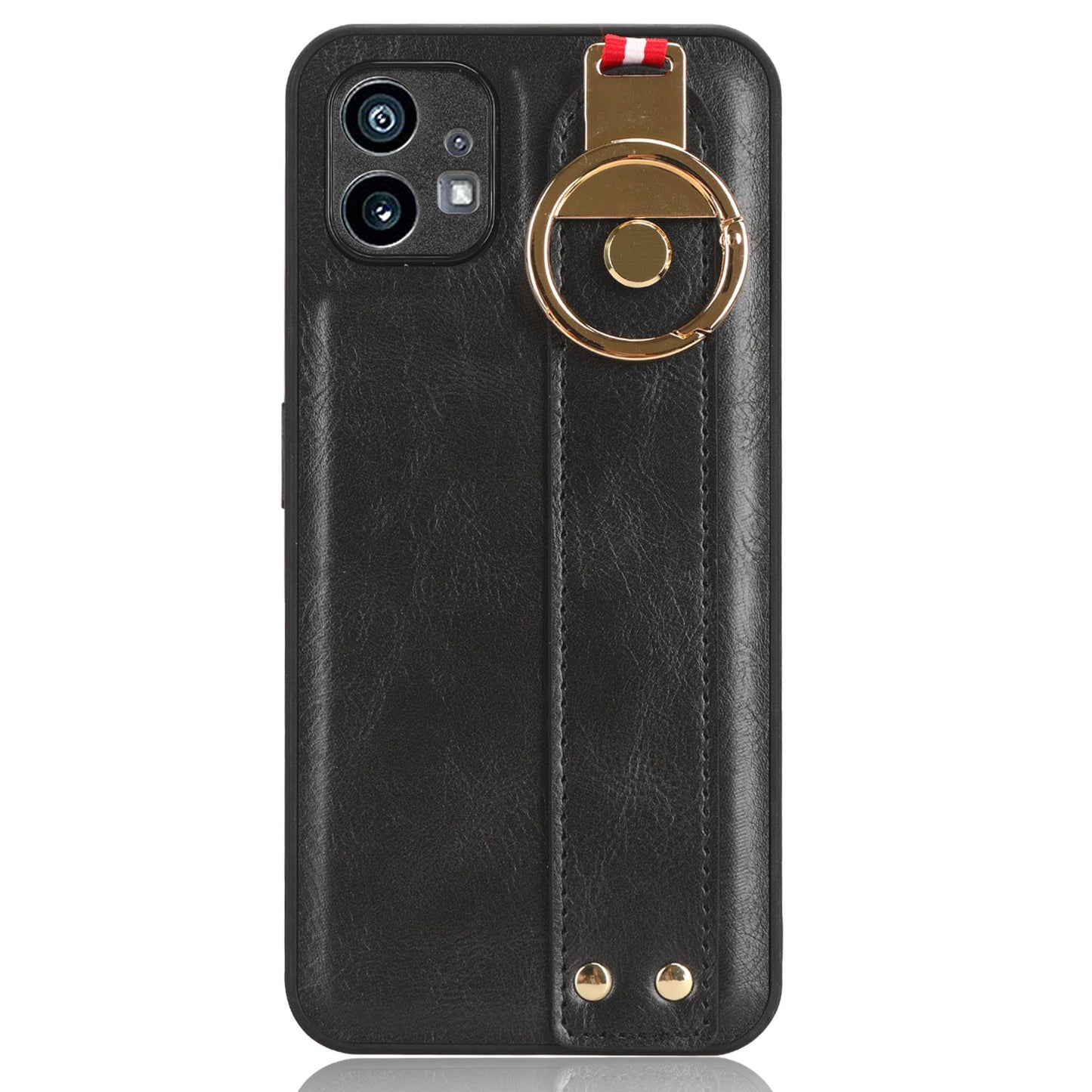 For Nothing phone (1) 5G Wristband Kickstand Phone Cover Leather Coated PC+TPU Phone Case with Neck Strap