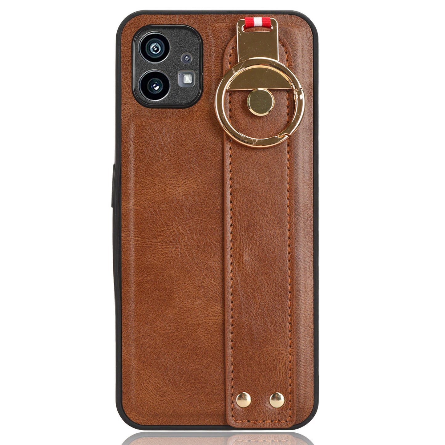 For Nothing phone (1) 5G Wristband Kickstand Phone Cover Leather Coated PC+TPU Phone Case with Neck Strap