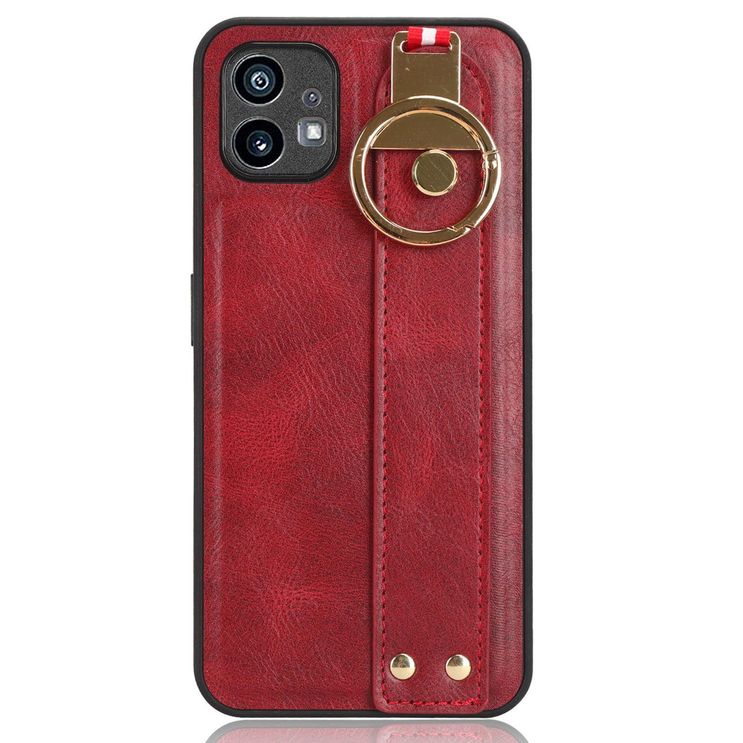 For Nothing phone (1) 5G Wristband Kickstand Phone Cover Leather Coated PC+TPU Phone Case with Neck Strap