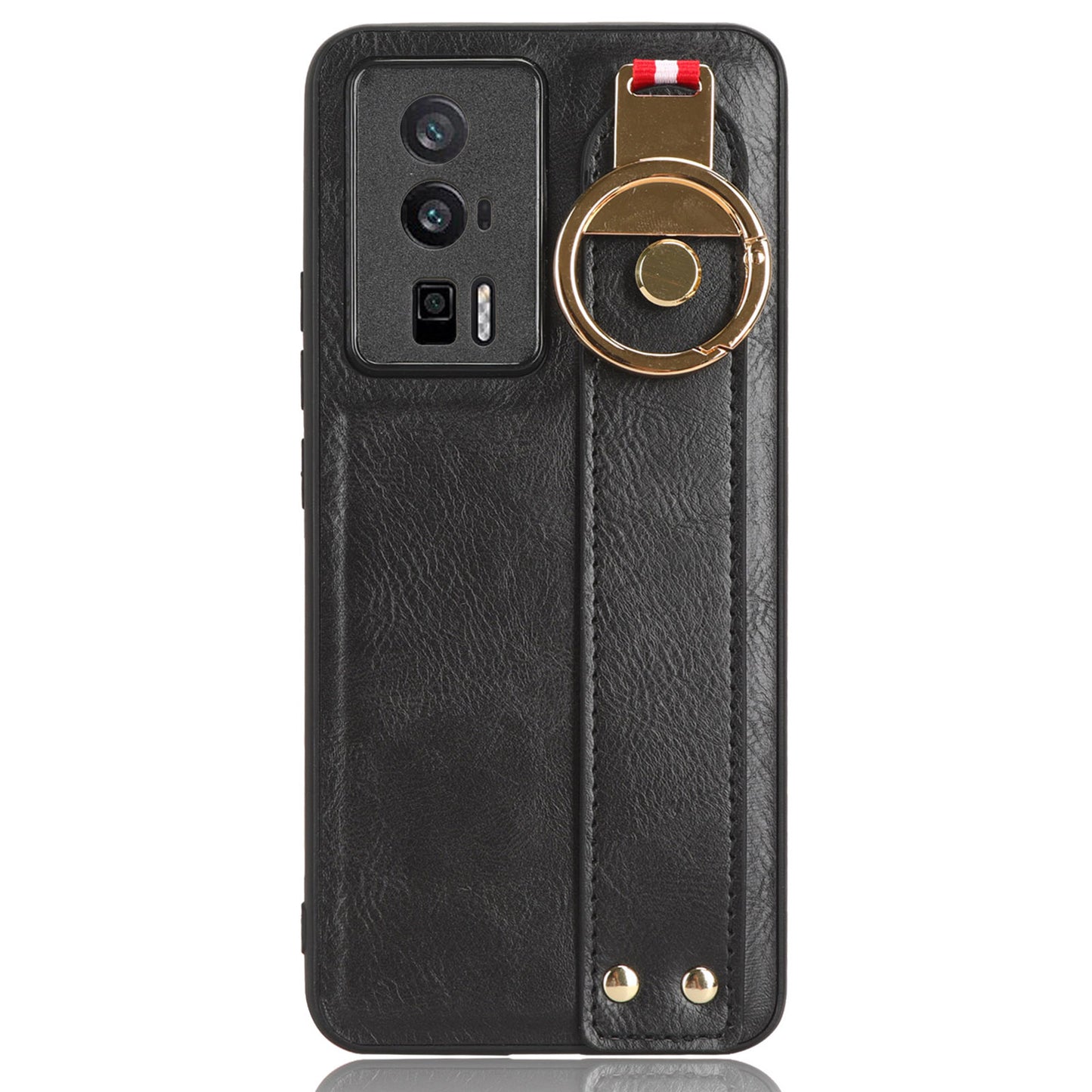 Wristband Kickstand Phone Cover for Xiaomi Poco F5 Pro 5G / Redmi K60 Pro 5G / K60 5G , Leather Coated PC+TPU Case with Neck Strap