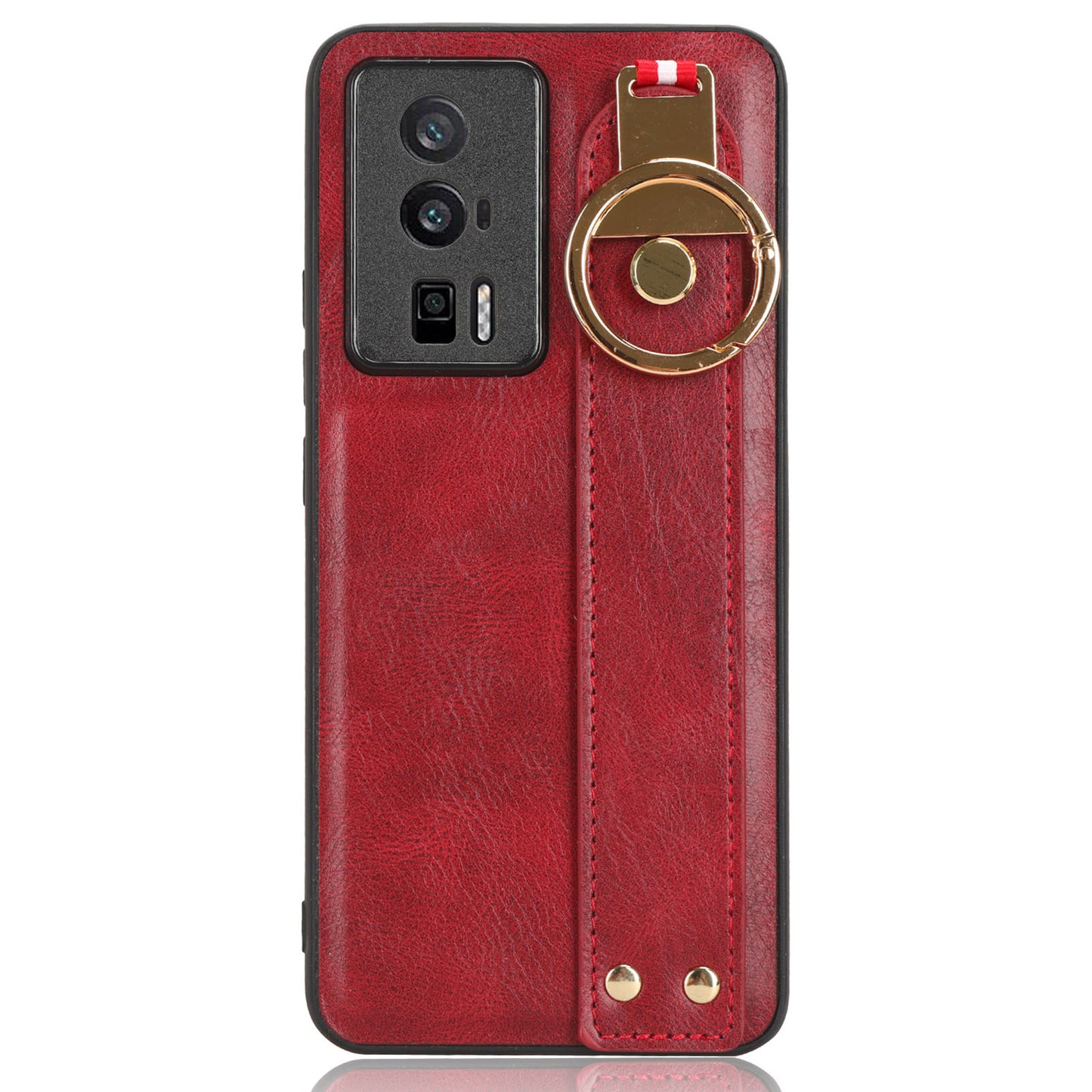 Wristband Kickstand Phone Cover for Xiaomi Poco F5 Pro 5G / Redmi K60 Pro 5G / K60 5G , Leather Coated PC+TPU Case with Neck Strap