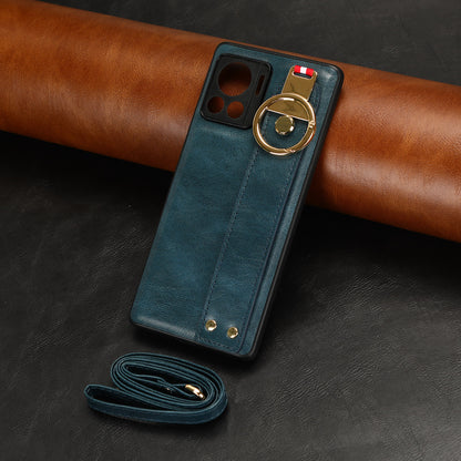 For Motorola Edge 30 Ultra 5G / Moto X30 Pro 5G Phone Case Leather Coated PC+TPU Wristband Kickstand Cover with Neck Strap
