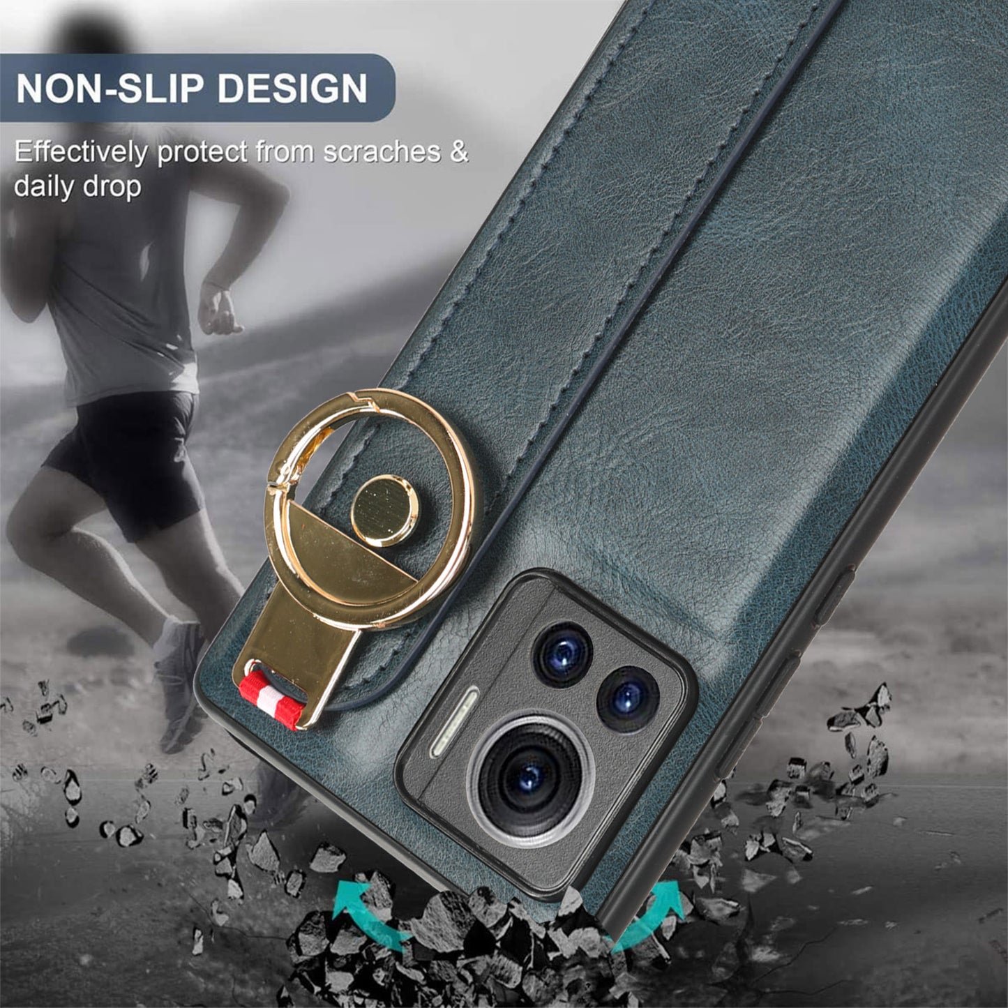 For Motorola Edge 30 Ultra 5G / Moto X30 Pro 5G Phone Case Leather Coated PC+TPU Wristband Kickstand Cover with Neck Strap