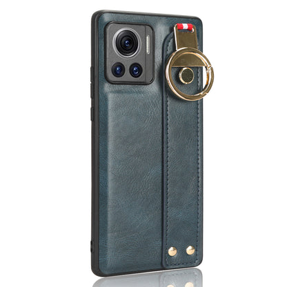 For Motorola Edge 30 Ultra 5G / Moto X30 Pro 5G Phone Case Leather Coated PC+TPU Wristband Kickstand Cover with Neck Strap