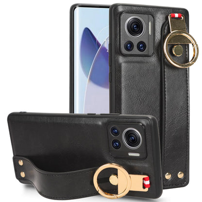 For Motorola Edge 30 Ultra 5G / Moto X30 Pro 5G Phone Case Leather Coated PC+TPU Wristband Kickstand Cover with Neck Strap