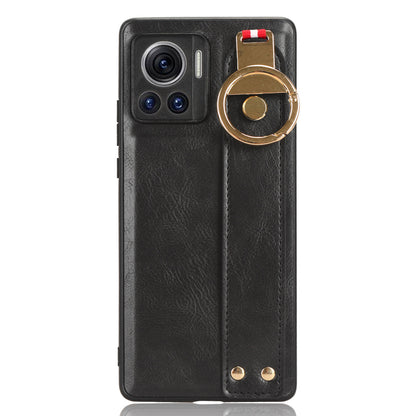 For Motorola Edge 30 Ultra 5G / Moto X30 Pro 5G Phone Case Leather Coated PC+TPU Wristband Kickstand Cover with Neck Strap