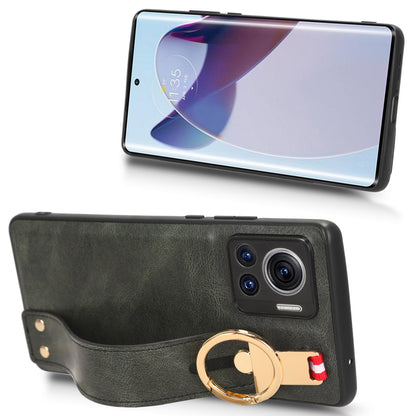 For Motorola Edge 30 Ultra 5G / Moto X30 Pro 5G Phone Case Leather Coated PC+TPU Wristband Kickstand Cover with Neck Strap
