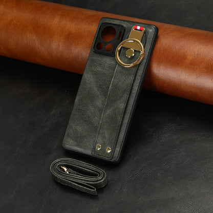 For Motorola Edge 30 Ultra 5G / Moto X30 Pro 5G Phone Case Leather Coated PC+TPU Wristband Kickstand Cover with Neck Strap