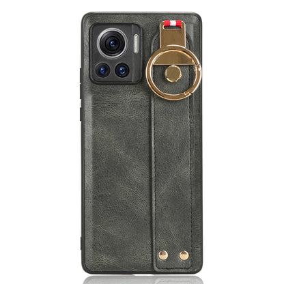 For Motorola Edge 30 Ultra 5G / Moto X30 Pro 5G Phone Case Leather Coated PC+TPU Wristband Kickstand Cover with Neck Strap