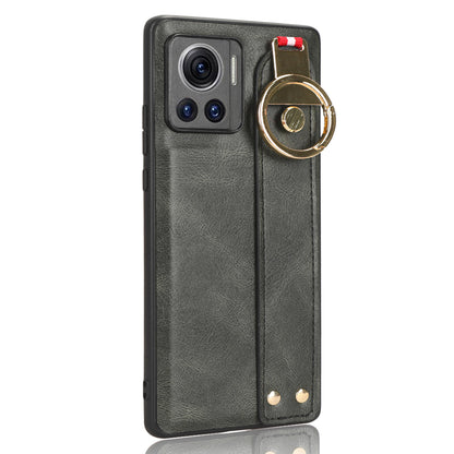 For Motorola Edge 30 Ultra 5G / Moto X30 Pro 5G Phone Case Leather Coated PC+TPU Wristband Kickstand Cover with Neck Strap