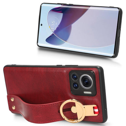 For Motorola Edge 30 Ultra 5G / Moto X30 Pro 5G Phone Case Leather Coated PC+TPU Wristband Kickstand Cover with Neck Strap