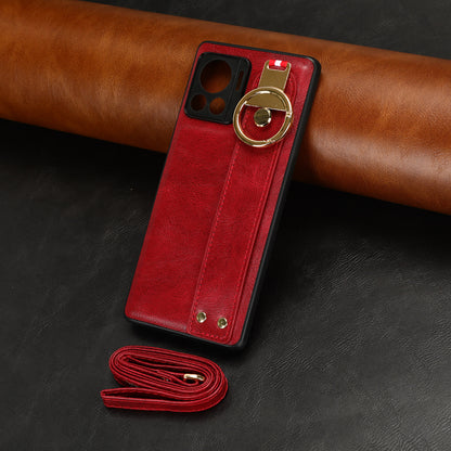 For Motorola Edge 30 Ultra 5G / Moto X30 Pro 5G Phone Case Leather Coated PC+TPU Wristband Kickstand Cover with Neck Strap