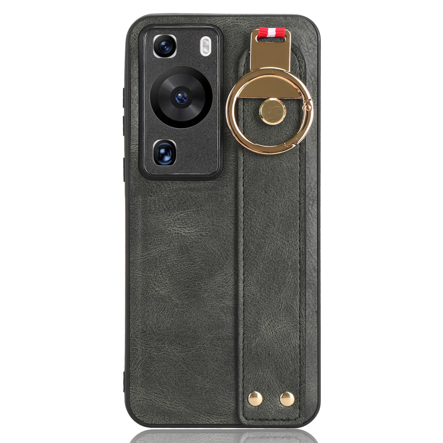 For Huawei P60 / P60 Pro Phone Cover Wristband Kickstand PU Leather Coated PC+TPU Case with Neck Strap