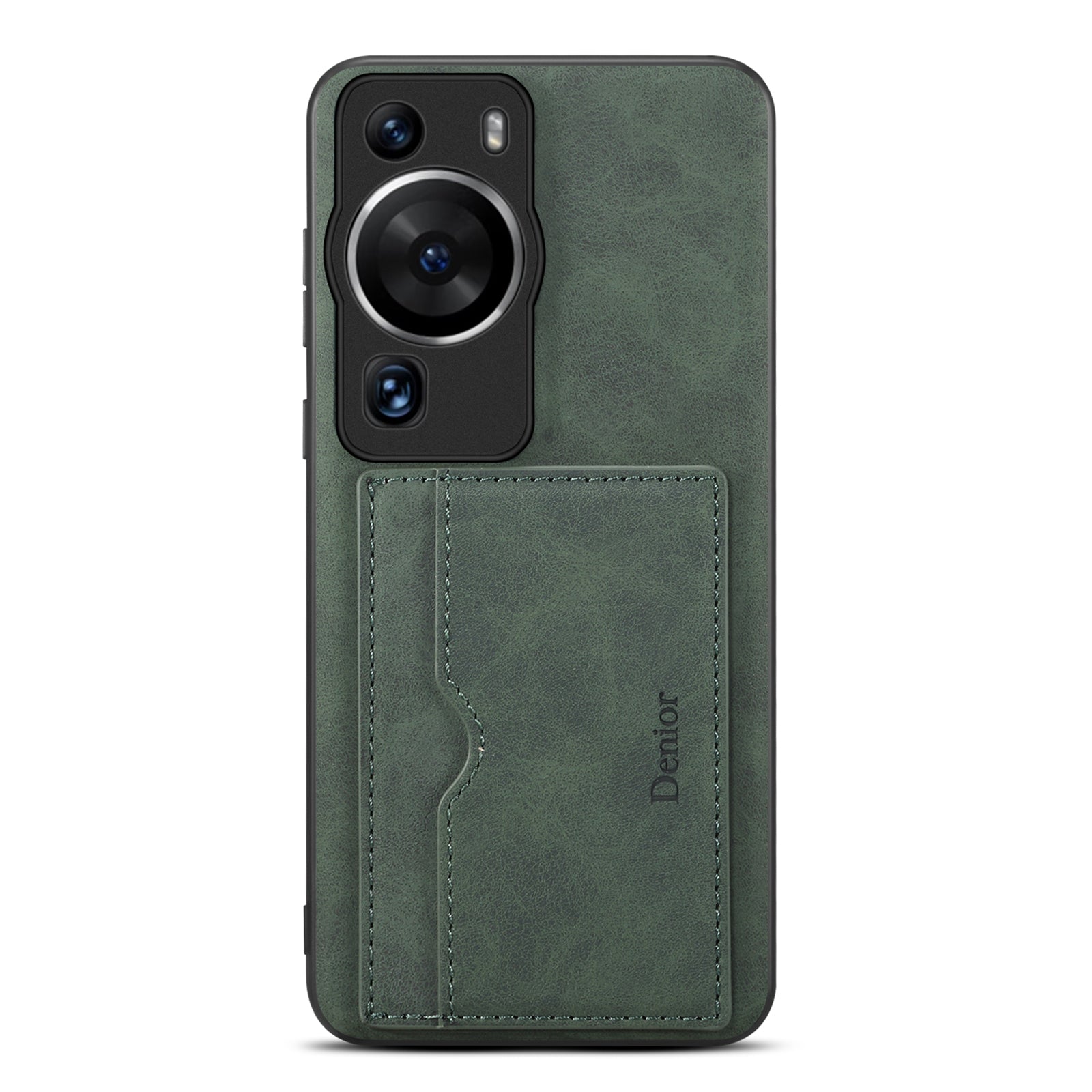 DENIOR For Huawei P60 / P60 Pro Card Holder Kickstand Phone Case PU Leather Coated TPU Back Cover