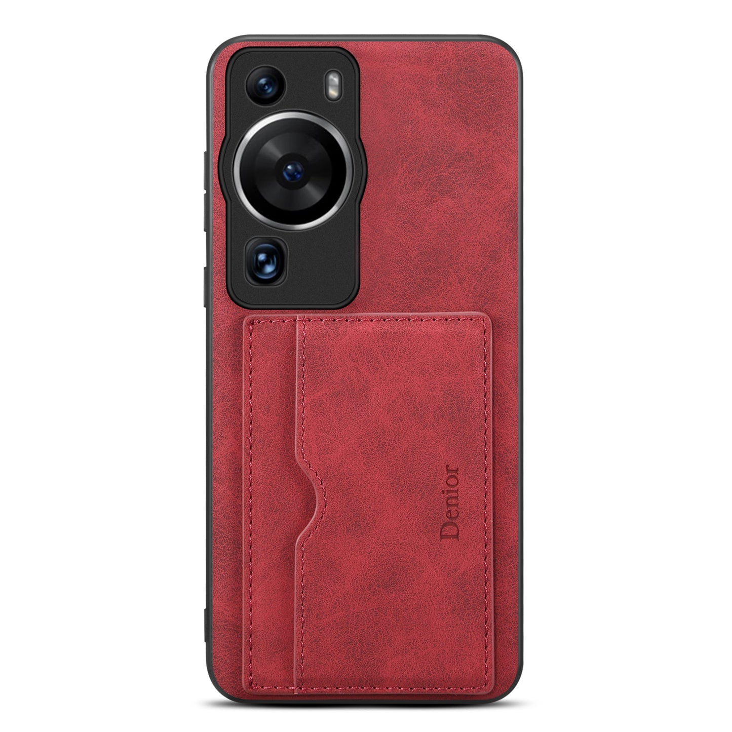 DENIOR For Huawei P60 / P60 Pro Card Holder Kickstand Phone Case PU Leather Coated TPU Back Cover