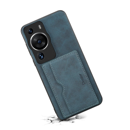 DENIOR For Huawei P60 / P60 Pro Card Holder Kickstand Phone Case PU Leather Coated TPU Back Cover