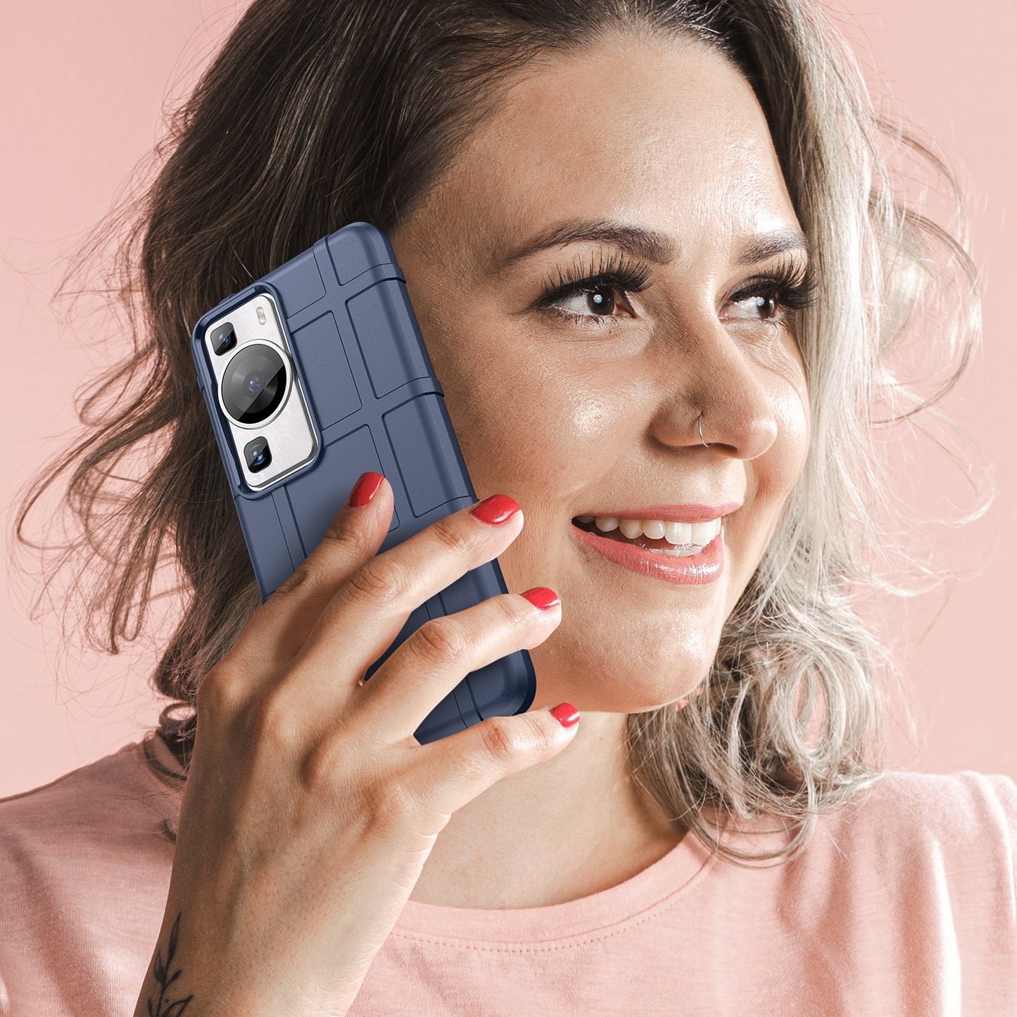 For Huawei P60 / P60 Pro Square Grid Texture Phone Case Scratch-resistant Cell Phone Cover