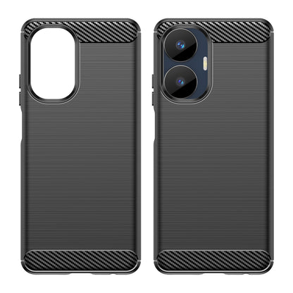 Carbon Fiber Texture TPU Case for Realme C55 , Brushed Anti-scratch Phone Cover