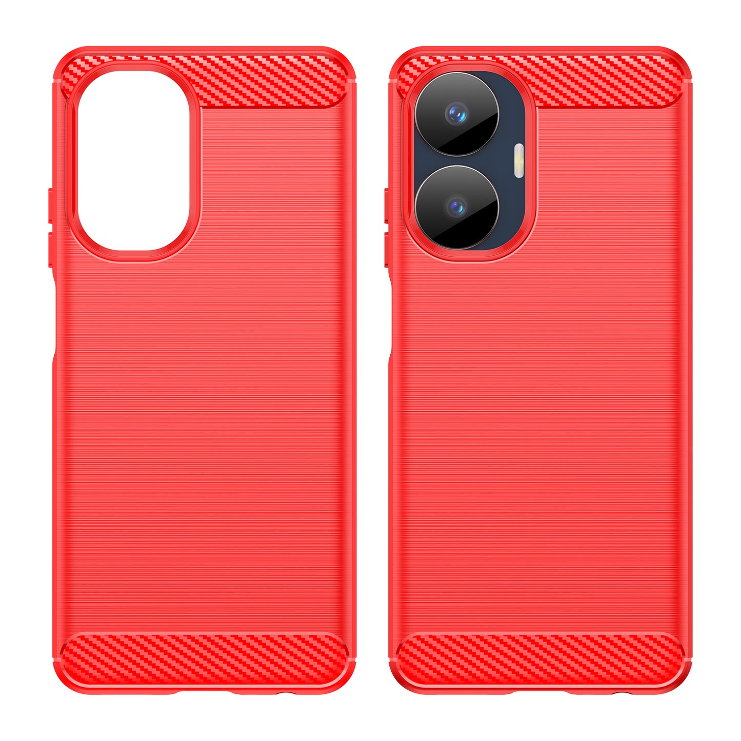 Carbon Fiber Texture TPU Case for Realme C55 , Brushed Anti-scratch Phone Cover