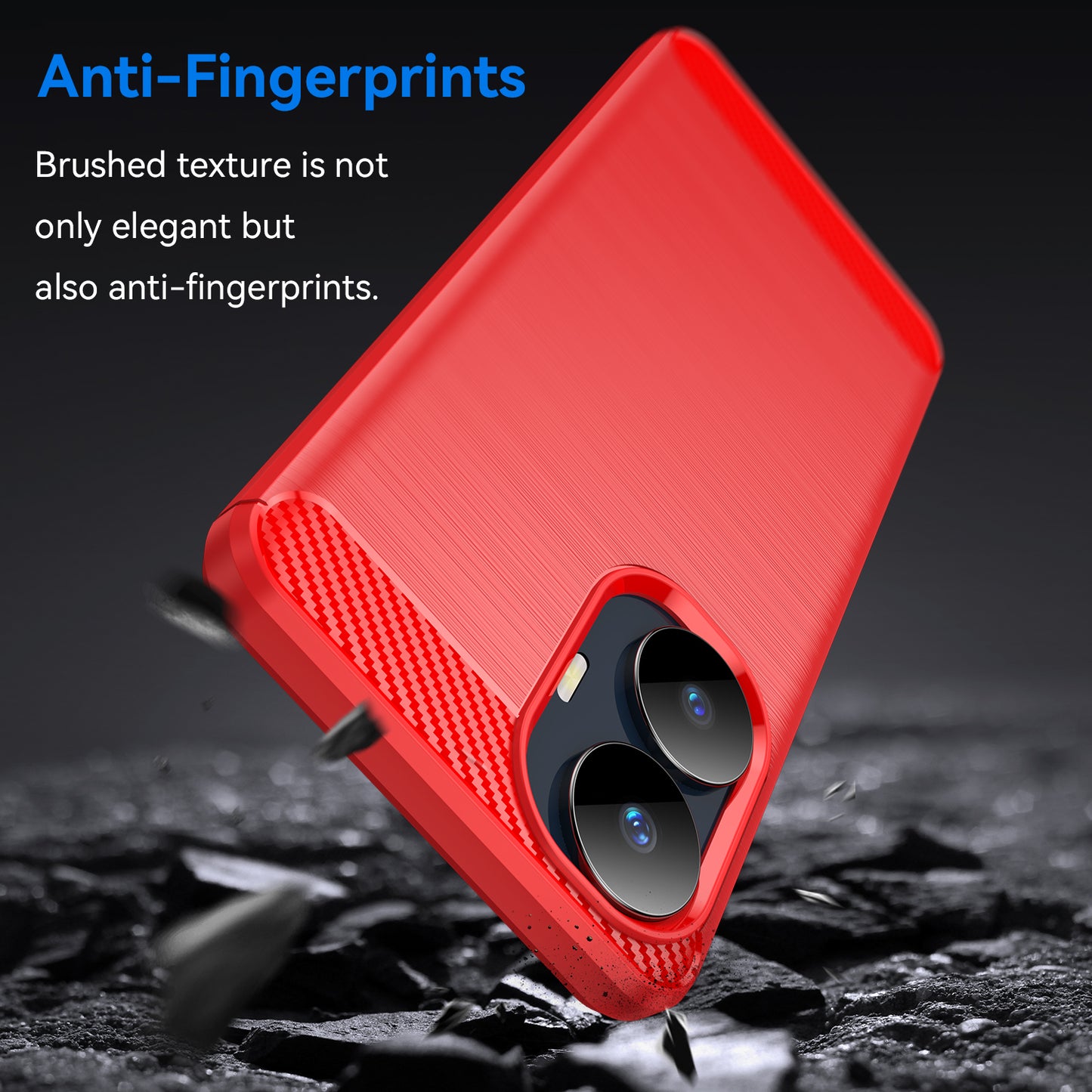 Carbon Fiber Texture TPU Case for Realme C55 , Brushed Anti-scratch Phone Cover