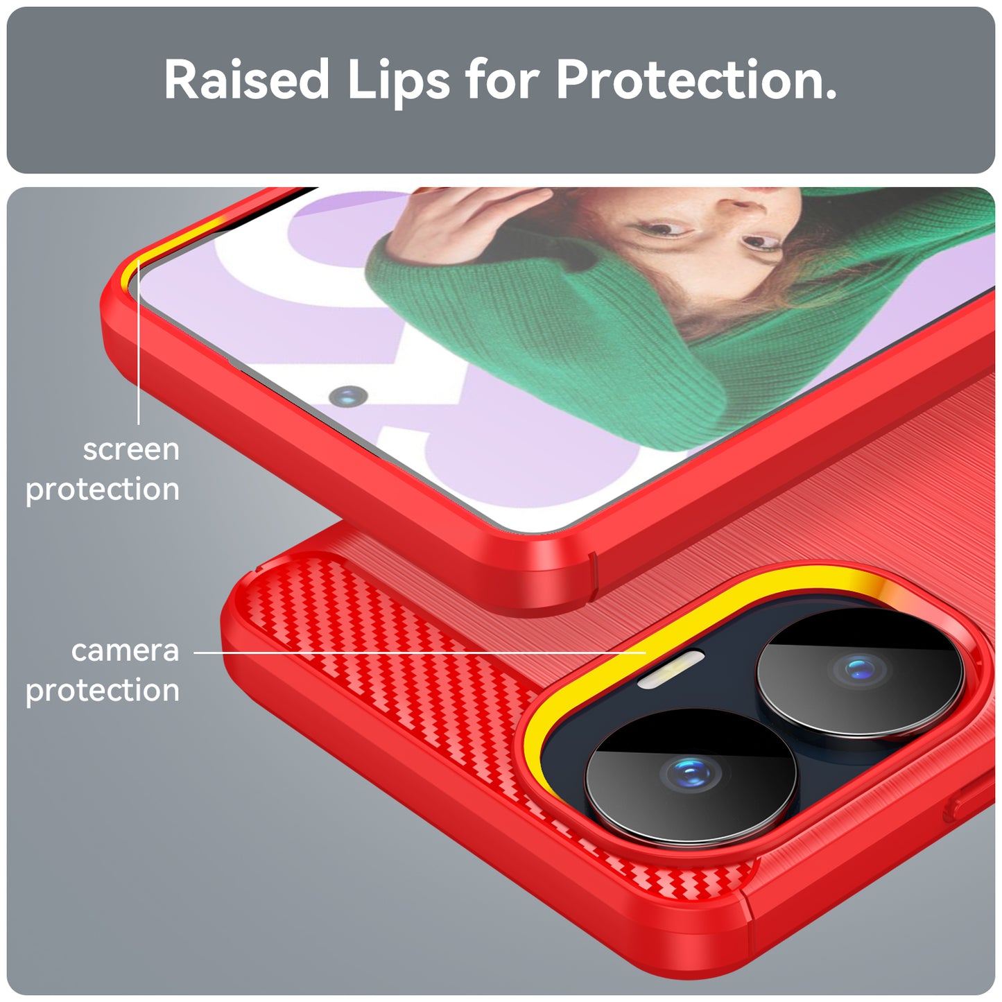 Carbon Fiber Texture TPU Case for Realme C55 , Brushed Anti-scratch Phone Cover