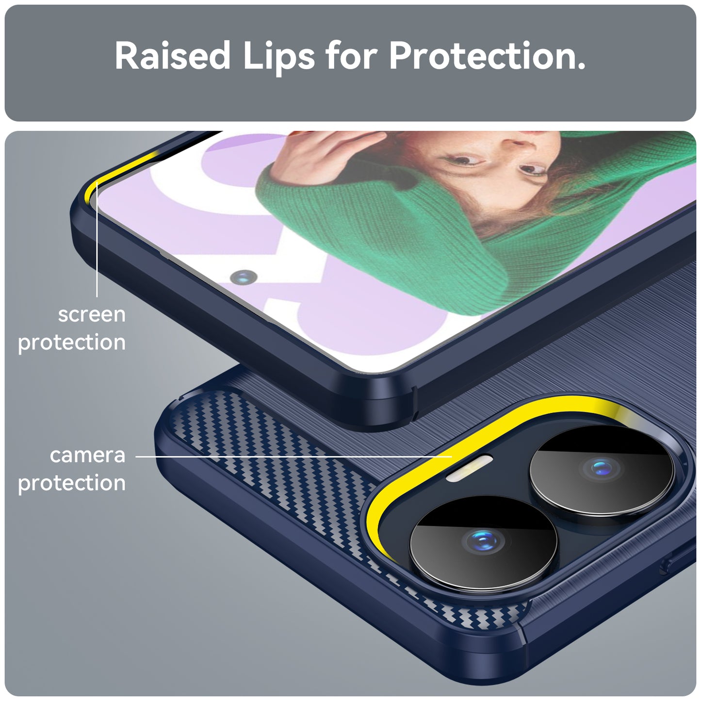 Carbon Fiber Texture TPU Case for Realme C55 , Brushed Anti-scratch Phone Cover