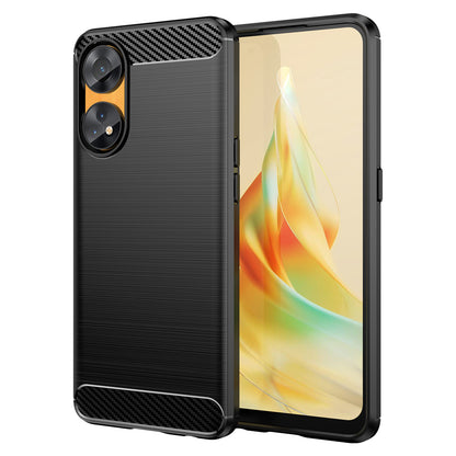 Brushed Carbon Fiber Texture Phone Case for Oppo Reno8 T 4G , Flexible TPU Phone Cover