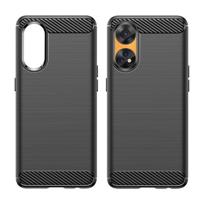 Brushed Carbon Fiber Texture Phone Case for Oppo Reno8 T 4G , Flexible TPU Phone Cover