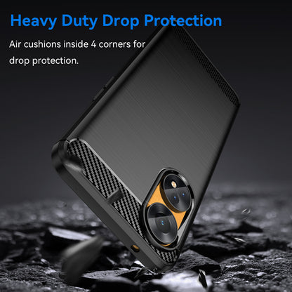 Brushed Carbon Fiber Texture Phone Case for Oppo Reno8 T 4G , Flexible TPU Phone Cover