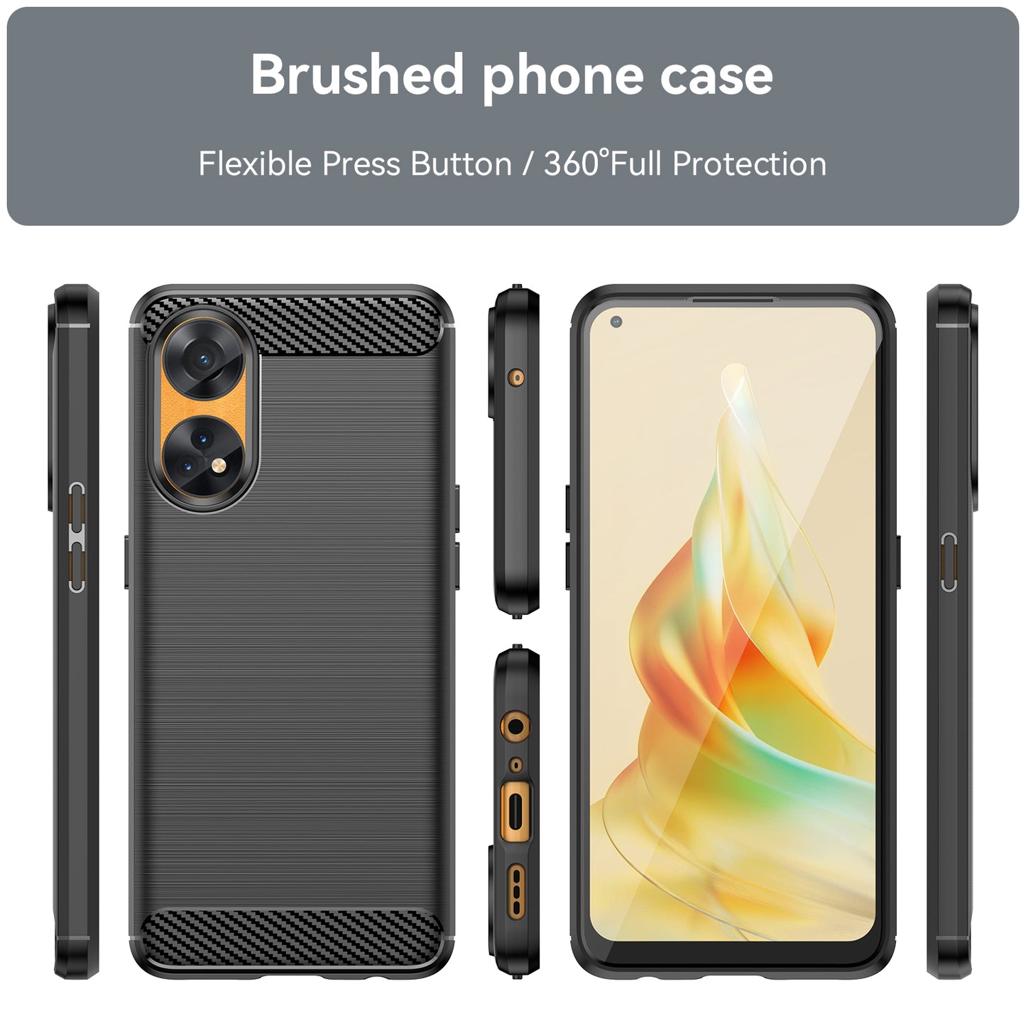 Brushed Carbon Fiber Texture Phone Case for Oppo Reno8 T 4G , Flexible TPU Phone Cover