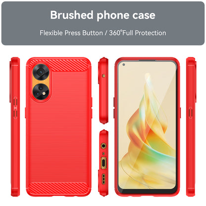 Brushed Carbon Fiber Texture Phone Case for Oppo Reno8 T 4G , Flexible TPU Phone Cover